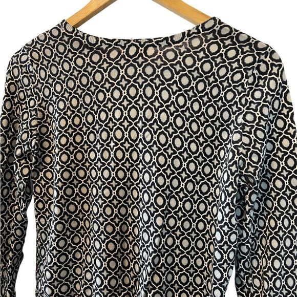 JOE FRESH Grey & Navy Printed Fitted Button Up Cotton Cardigan Sweater L - Picture 3 of 7